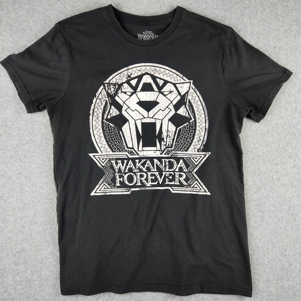 Marvel Black Panther T-Shirt Men's M Slim Fit Wakanda Forever Graphic Tee‎